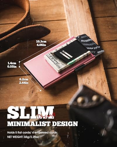 DUGRAFT Card Wallet for Men Credit Card Holder RFID Blocking Pop Up Card Holder Women Minimalist Wallet Slim RFID Wallet With Money Clip, Holds 5-6 Cards4