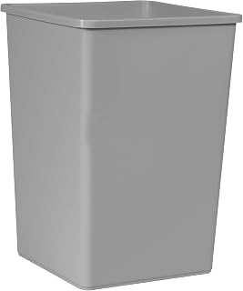 Rubbermaid Commercial Products Untouchable Quadratischer Mülleimer 132L Grau – Robuster Abfallbehälter für Büro Poststelle Klassenzimmer und stark frequentierte Bereiche – FG395800GRAY
