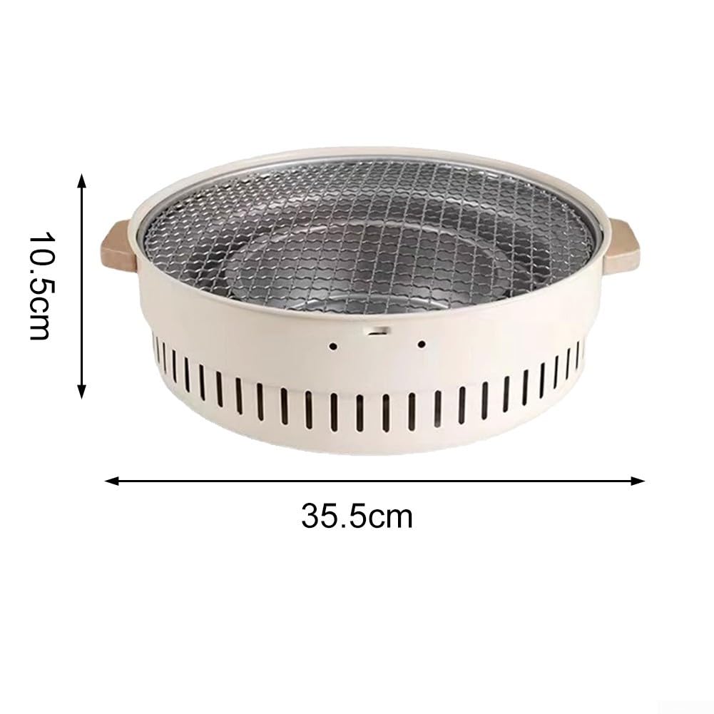 Griglia per barbecue senza fumo, multifunzionale per stufe a legna, per cucinare, campeggio, vacanze, estate, da tavolo, piccolo barbecue (beige)