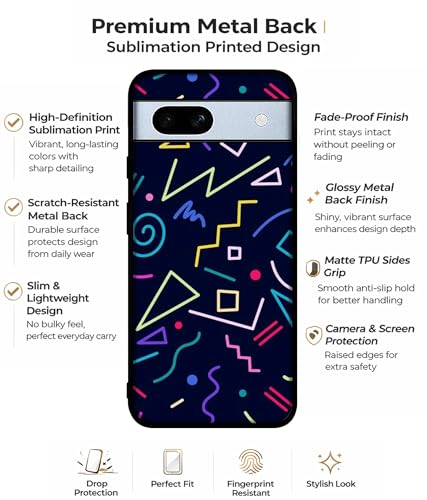 Image of Retro Abstract Design Premium 2D Printed Metal Back Case Cover for Google Pixel 7A 5G, Multicolor