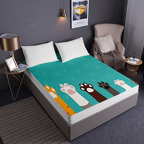 Drap housse microfibre chat antidérapant et infroissable pour matelas épais - 3