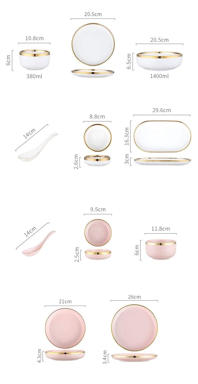 Juego De Vajilla China De Cerámica Phnom Penh, Platos Y Cuencos para Restaurantes Y Bodas, Estilo Europeo, Rosa, 8 Personas