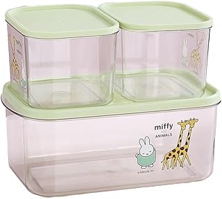 ミッフィー 野菜室 ボックス 蓋付きパン保存容器 収納ケース 収納ボックス 3個セット キッチンストッカー 透明 湿気を防ぐ キッチン整理 冷蔵庫中 収納便利 多目的 野菜室 冷凍室 台所 卵 果物 野菜収納 コーヒー豆 パスタ 手作り 味噌 キムチ 小物整理化粧品(ミッフィーC)