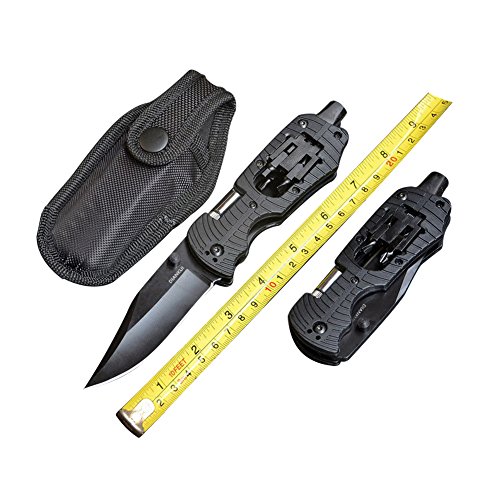 DIANKUI Survival Knife: Best 5-in-1 Tactical Pocket Folding Knife with LED Light, Seatbelt Cutter, Glass Breaker & Bolt Drive for Outdoor Adventure Camping Household Vehicle