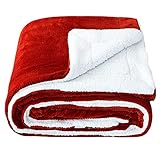 SOCHOW Waffel Sherpa Fleecedecke, superweiche, flauschig warme, leichte, Wendeplüschdecke für Bett, Sofa und Couch, 220 x 240 cm Rost