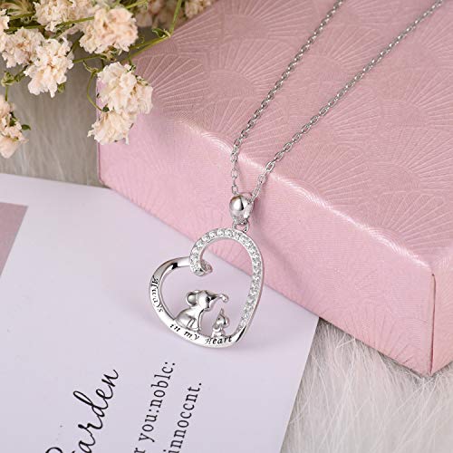 Beilin Mother Daughter Jewelry - 925 Sterling Silver Lucky Elephant Love Heart Pendant Necklace Anklet Bracelet Ring Earrings For Women Teen Girls(Necklace) #TOP3