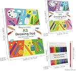 DagouColor Drawing Set, 48PC (24 Colors) Colored Pencil, 2*A4 and 2*A3 Double-Sided Plain White Smooth Papers Pad, 100 GSM, Sketch Books for Beginning Artists Adults Kids Boys Girls Toddlers | Double-Sided White Smooth Drawing Paper Pads + 48PC (24 C