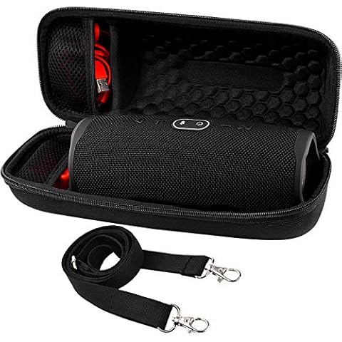 COMECASE Hard Travel Case for JBL Charge 4/ Charge 5 Waterproof Bluetooth Speaker. Carrying Storage Bag Fits Charger and USB Cable (Case Only) - Black Cover