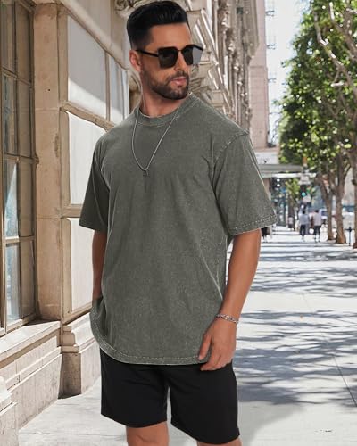 Image of Oversized Tshirts for Men Short Sleeve Vintage Washed Basic Loose Tees 2026
