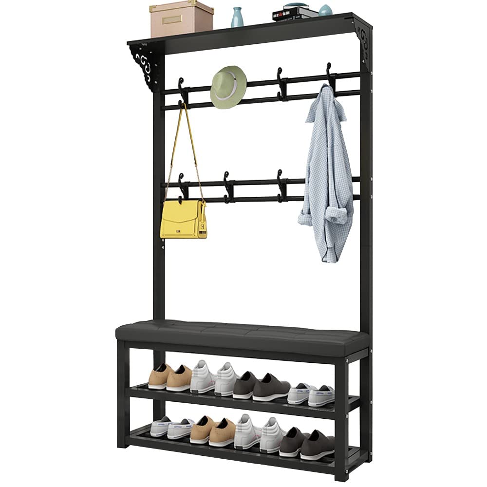 Porte-manteau avec banc d'entrée pour organiser les vestes et chaussures de la famille