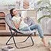 VECELO Saucer Chair for Adults, Folding Moon Chair with Metal Frame, Faux Fur for Bedroom, Living Room, Dorm Room, Apartment, Grey