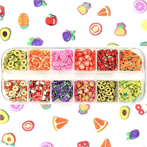 Miniatura 6 de 3 cajas de diseño de uñas de verano Accesorios de uñas de polímero de frutas rodajas de arcilla para uñas diminutas lindas fresas limones copos de