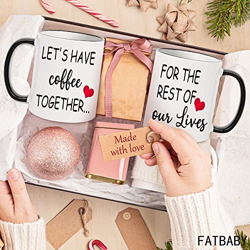 Fatbaby Lets Have Coffee Together For The Rest Of Our Lives Coffee Mug Set,Engagement Gifts For Couples,Mr And Mrs Wedding Gift For Couple,Bridal Shower Engaged Bride And Groom Couples Mugs #TOP3