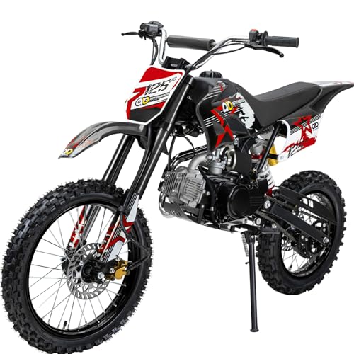 Actionbikes Motors Midi Kinder Jugend Crossbike JC125 125 cc - Hydraulische Scheibenbremsen - CDI Zündung - Bis 80 Km/h (Schwarz)