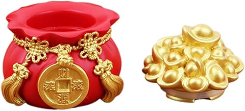 Miniatura 2 de LIFKOME 2 unids Lucky Money Bag Decoración Chino Tesoro Cuenca Bolsa de Dinero Estatua de Decoración de Pastel de Riqueza