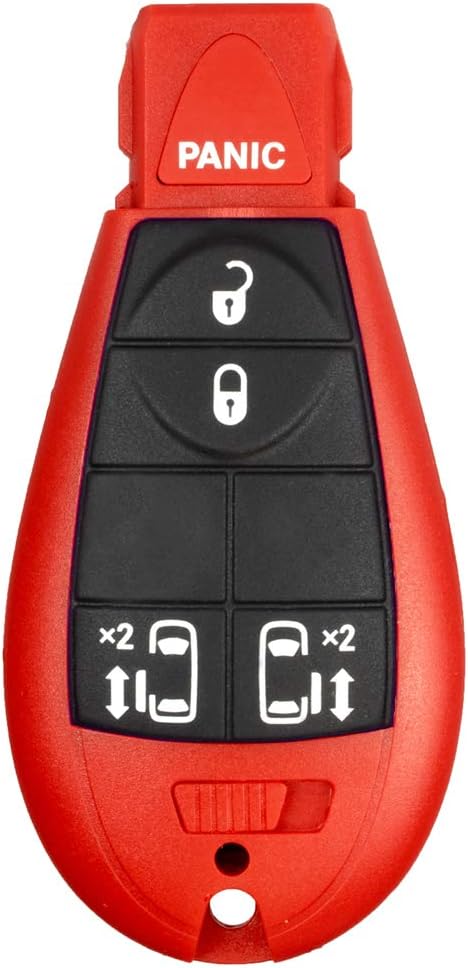 1 New Red Keyless Entry 5 Buttons Remote Start Car Key Fob Fobik M3N5WY783X, IYZ-C01C for Dodge Grand Caravan Volkswagen Routan & Town Country
