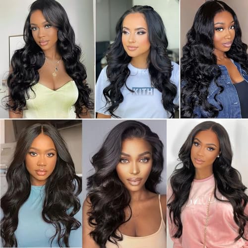 Image of 4x4 Wear and Go Glueless Human Hair Wigs Pre Plucked Pre Cut with Baby Hair 26 Inch Body Wave HD Lace Closure Wigs Human Hair 150% Density 4x4 Brazilian Virgin Lace Front Human Hair Wigs for Women
