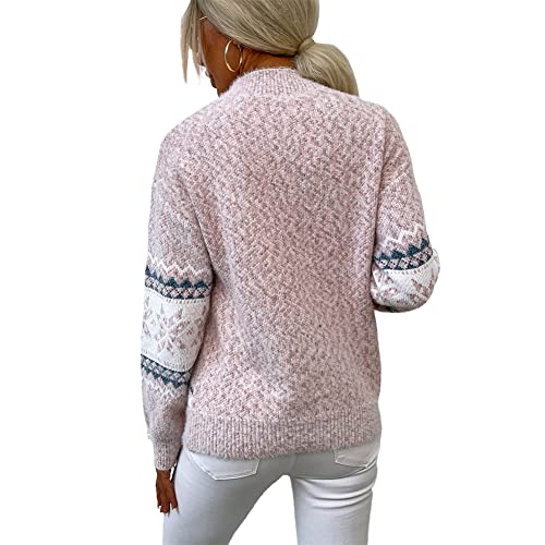 Image of JUNBOON Women's Casual Leopard Print Knitted Pullover Sweaters Long Sleeve Crew Neck Jumper Tops