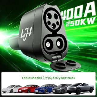 LJH 2-in-1 CCS1 & J1772 to Tesla Charger Adapter for Model Y/3/S/X/Cybertruck - 250KW DC Fast Charging & 80A AC, NACS Compatible, Level 3 & Level 1-2 Charging Stations