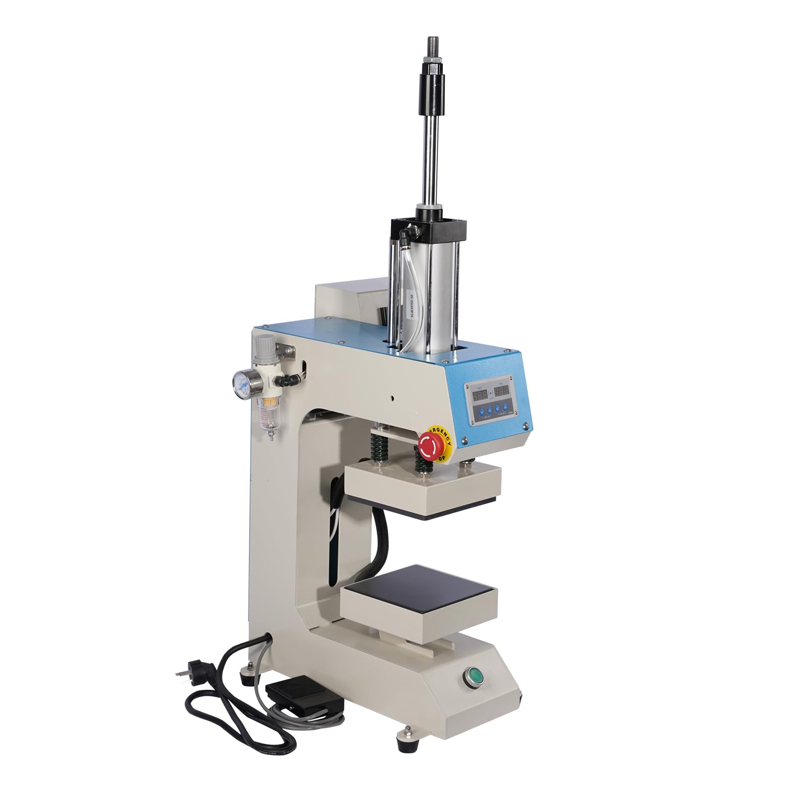 HiHomely 10 × 10 Label Pneumatic Heat Machine with Upper Lower Heating Blue Grey Industrial Heat for Durable Bonding Professional Results (Blue + Grey)