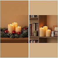 Vista 6 de ANGELLOONG Velas sin llama con control remoto para decoración de mesa, velas falsas parpadeantes que funcionan con pilas, velas de batería