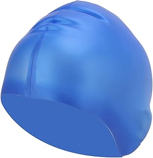 Touca de natação, touca de natação de silicone adulto de alta elasticidade unissex grande confortável touca de natação à prova d'água para cabelos longos (azul)