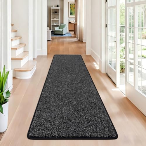 Image of SHACOS Carpet Runners for Hallways Non Slip 60x240 cm Long Hallway Runner Washable Kitchen Runner Mat Hall Runners Rug for Hallway, Kitchen, Entryway, Black Grey