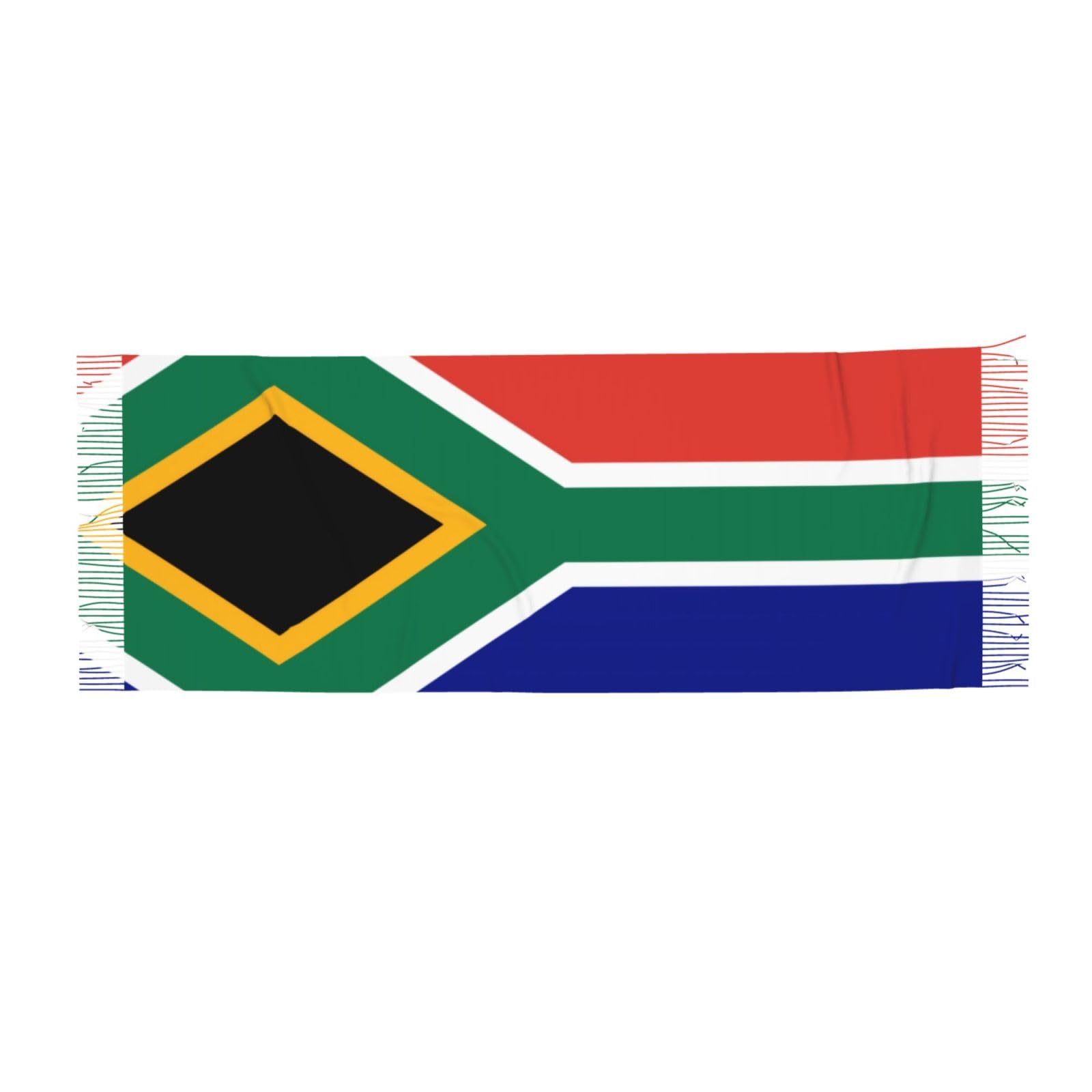 Samlng Unisex Black South African Flag Cashmerette Fringed Scarf Poncho - Women's Fashion Scarf, Breathable Neck Shawl, Gift For Fall Winter, One Size
