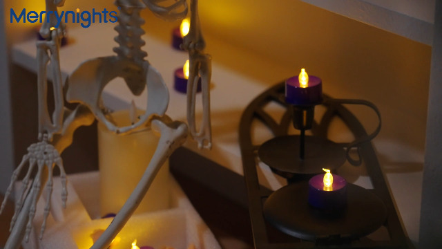 Image of merrynights Purple LED Candles, 24 Pack Tea Lights Candles Battery Operated, Flameless Tealight Candle, Realistic Tea Lights for Halloween Christmas Party Decor Mardi Gras