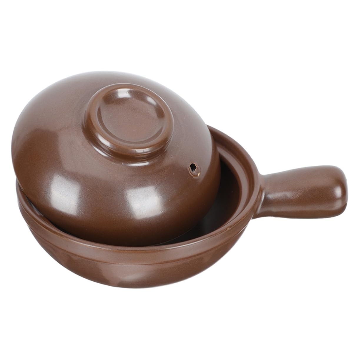 Cabilock Cazuela de Barro para Cocina Casera Asa Lateral y Tapa Ventilación, Olla Multifuncional de Barro para Guisar Rápido y Cocinar Fideos y Sopas en Casa o Tienda
