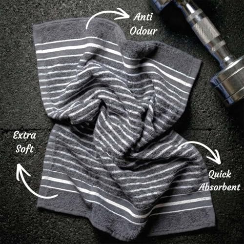 Image of Athom Living Premium Hand Towels- Cotton, 400 GSM, Ultra Soft, Quick Dry, Highly Absorbent | for Hand, Kitchen and Gym | 60 * 40 cm, Pack of 4 (Grey)