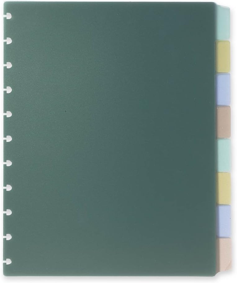 Levenger Circa Wafer Tab Page Dividers Inserts for Discbound Notebook, Colored Plastic, Set of 8, Letter