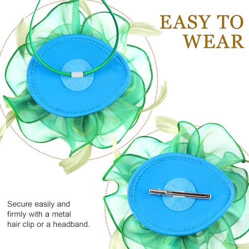 Image of DRESHOW Fascinators Hat Tea Party Headwear Ribbons Feathers on a Headband and a Clip for Women