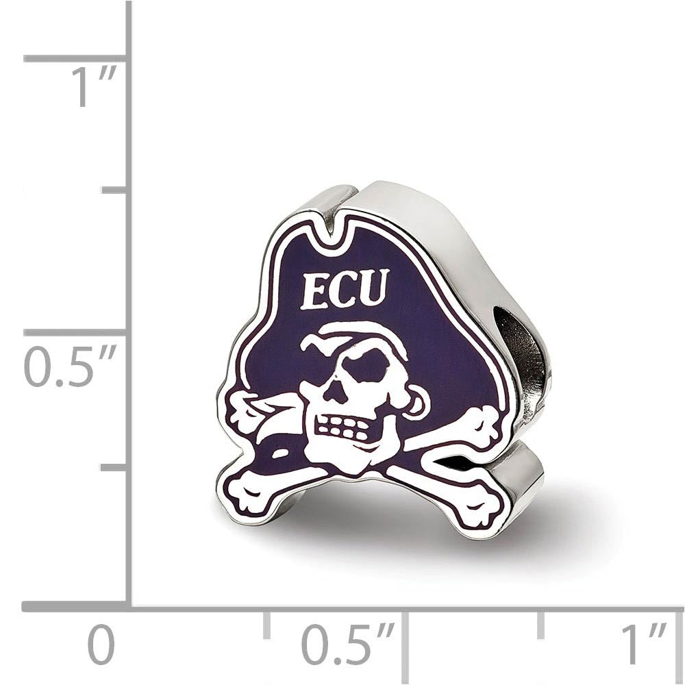 LogoArt Sterling Silver East Carolina University Enamel Bead Charm