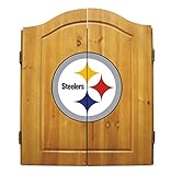 Imperial Official NFL Dart Boards for Adults with Cabinet, 6 Steel Tip Darts, Chalkboard Scorers,Pittsburgh Steelers - Professional Bristle Dartboard Set - Premium Game Room Accessories and Decor