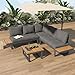 Merax Gartenmöbel Set 4-Personen, Gartenlounge Sitzgruppe Outdoor mit Couchtisch, Stabiler Metallrahmen, Liegestuhl mit verstellbare Rückenlehne, für Garten Balkon und Terrasse, mit Sitzkissen, Grau