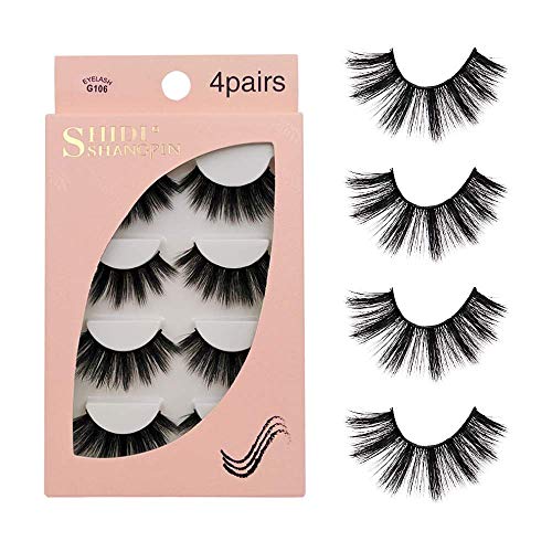 STYLEAGAL False Eyelashes - 4 Pairs Multipack Natural 3D False Eyelashes Natural Thick Hand-Made Faux Mink Eyelashes Extension(G106)
