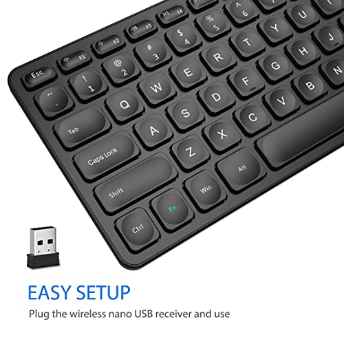 Arteck 2.4G Wireless Keyboard Ultra Slim Full Size Keyboard With Numeric Keypad And Media Hotkey For Computer/Desktop/Pc/Laptop/Surface/Smart Tv And Windows 10/8/ 7 Built-In Rechargeable Battery #TOP1