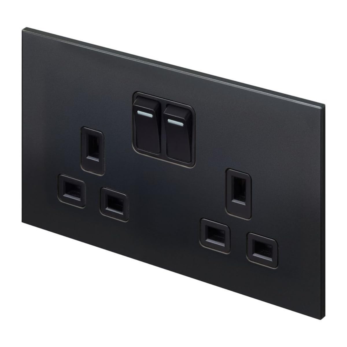 Retrotouch Aura Socket 13A Double DP Switched - Matt Black