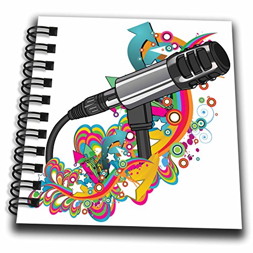3dRose db_115370_3 Singer Mondern Colorful Pop Art Vector Mic Microphone-Mini Notepad, 4 by 4"