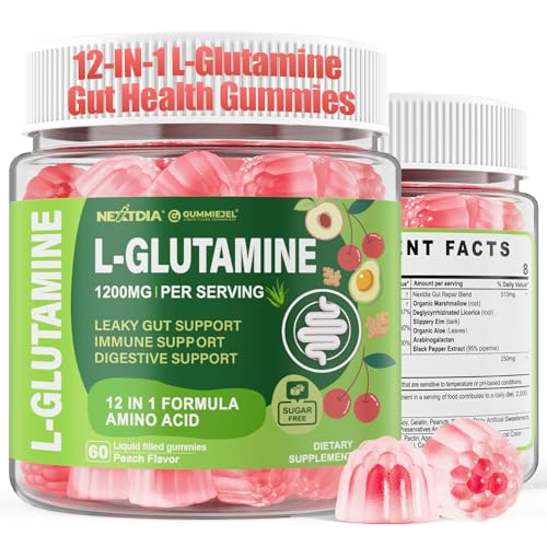 L-Glutamine 1200mg Gut & Immune Support Gummies,Leaky Gut Repair Supplement with Slippery