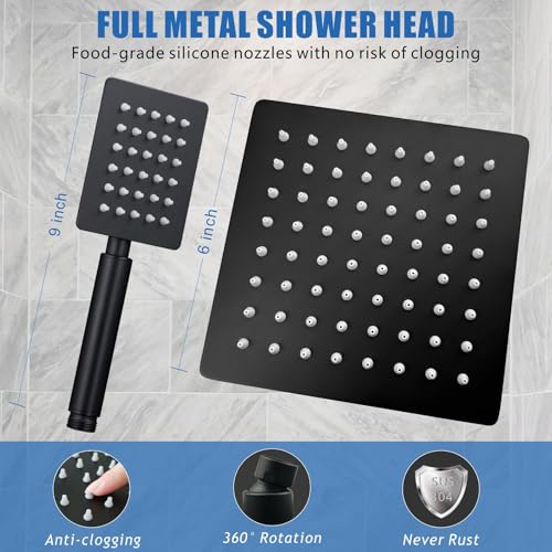 Pommeau de douche à haute pression Voolan réglable noir mat - 7