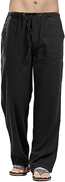 neiabodos Pantaloni di Lino da Uomo di Grandi Dimensioni Pantalone in  Cordino Elastico con 2 Tasche Pantaloni Larghi e Traspiranti da Spiaggia  Casual Pantaloni Comodi da Casa : Amazon.it: Valigeria