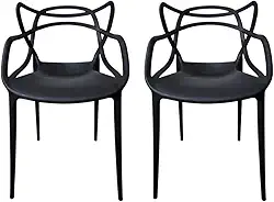 Kit 02 Cadeiras Allegra Polipropileno Empilhável Preto Jantar Cozinha Escritorio