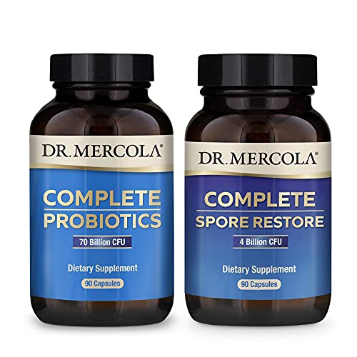 Dr. Mercola Complete Gut Restore Pack (90 Servings), Spore Restore 4 Billion CFU, Complete Probiotics 70 Billion CFU, Supports Digestive Health*, Non GMO, Gluten Free, Soy Free