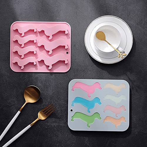 Set de 2 moldes para hielo de silicona con forma de perro salchicha miniatura 3