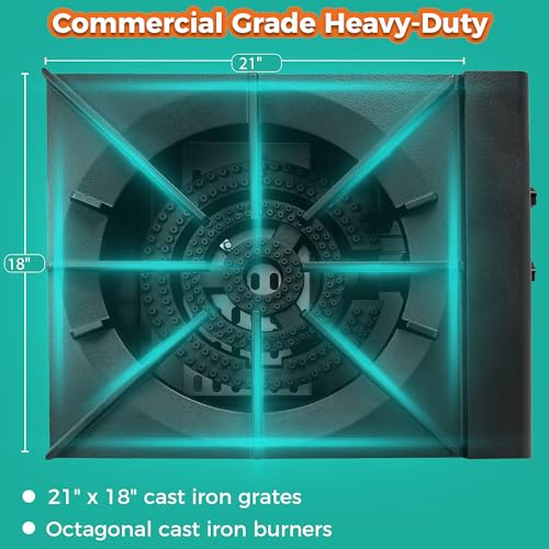 Image of 18 Inch 80,000 BTU Hot Plate, Heavy Duty Burner, Stainless Steel Commercial Gas Stove, NG /LP Convertible, ETL Certified