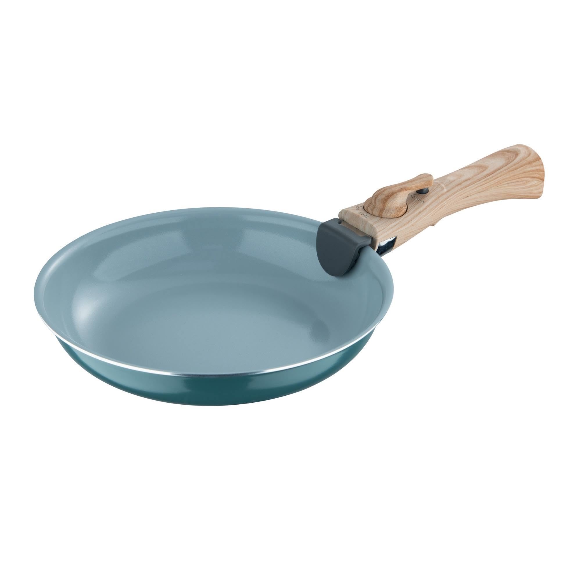 Set de 4 Sartenes Ø22Ø24Ø26Ø28cm en Aluminio prensado Verde + 2 Mangos extraíbles Click&Cook Bergner