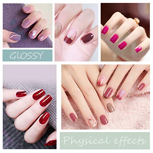 ab gel Autumn Winter Gel Nail Polish Set - 8 Colors Red Glitter Collection Soak Off UV LED Gel Polish Kit