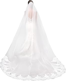 UNIQUE BRIDAL ACCESSORIES: 2 Layer veil (two tier) 3.5 meter long cathedral wedding veil with comb attach train cascades b...